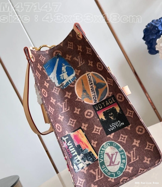 Aaa replica bags Voyage VUITTON LOUIS TOTE ONTHEGO BAG-43*33*18.5cm 0804